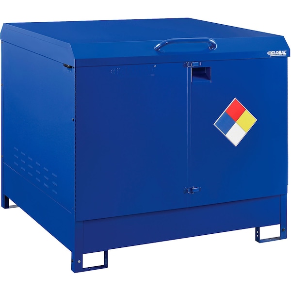 Global Industrial Outdoor Hazmat Drum Cabinet, Steel, 56 in W x 52 in H x 56 in D, Blue 316104 - main